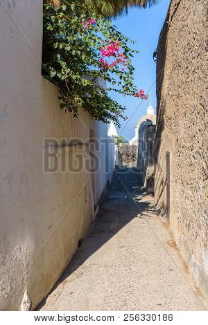 Narrow Street In Ginostra Village On Stromboli Island, Aeolian Islands, Italy