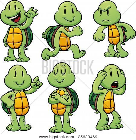 Sød tegneserie skildpadder. Vektor illustration med enkle forløb. Alle i separate lag for nem edi