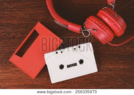 Vintage Headphones And Audio Cassette