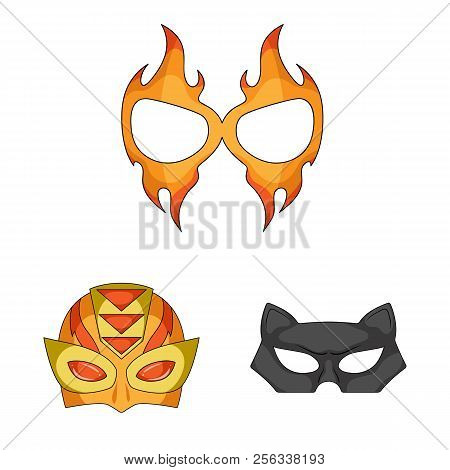 Vector Illustration Of Hero And Mask Logo. Set Of Hero And Superhero Vector Icon For Stock.