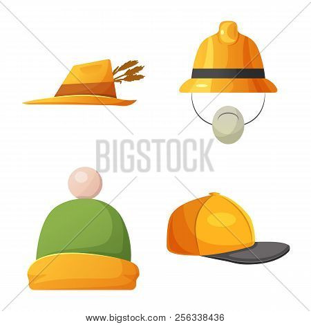Vector Design Of Headwear And Cap Icon. Set Of Headwear And Accessory Vector Icon For Stock.