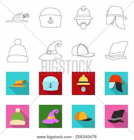 Vector Design Of Headwear And Cap Logo. Set Of Headwear And Accessory Vector Icon For Stock.