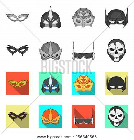 Isolated Object Of Hero And Mask Sign. Set Of Hero And Superhero Vector Icon For Stock.