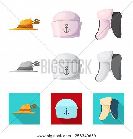 Isolated Object Of Headwear And Cap Symbol. Set Of Headwear And Accessory Stock Vector Illustration.