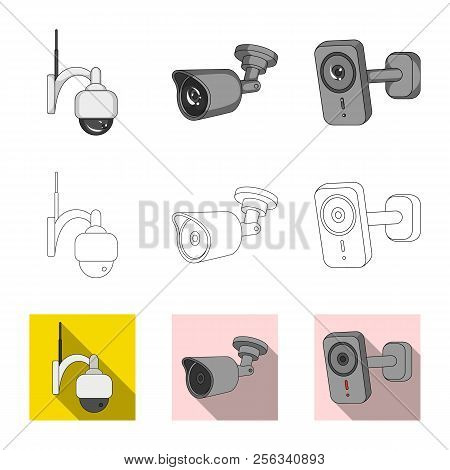 Vector Illustration Of Cctv And Camera Sign. Collection Of Cctv And System Vector Icon For Stock.
