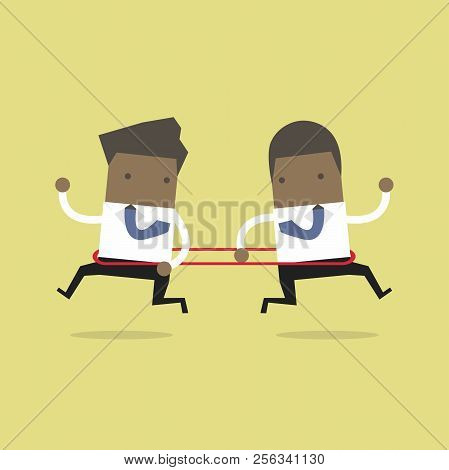 African Businessman Are Running To The Opposite Direction From Each Other.