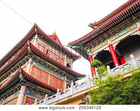 Chinese Architecture Style Of Temple Name Wat Borom Raja Kanjanapisek (wat Leng Nei Yi 2) At Nontabu