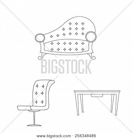 Vector Illustration Of Furniture And Apartment Sign. Set Of Furniture And Home Stock Vector Illustra