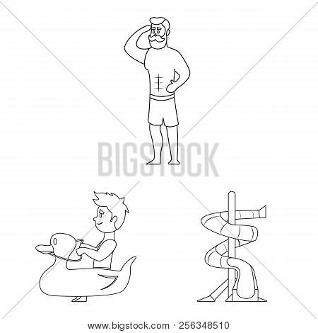 Vector Illustration Of Pool And Swimming Symbol. Collection Of Pool And Activity Stock Symbol For We