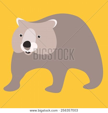 Cartoon Wombat    Vector Illustration Flat Style   Front Side