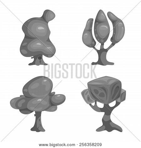 Vector Design Of Tree And Nature Sign. Collection Of Tree And Crown Stock Vector Illustration.