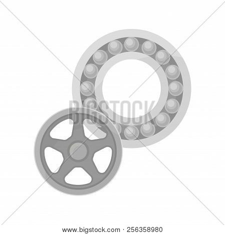Flat Vector Icon Of Vehicle Wheel Ball Bearings. Part Of Automobile. Car Repair And Maintenance Them