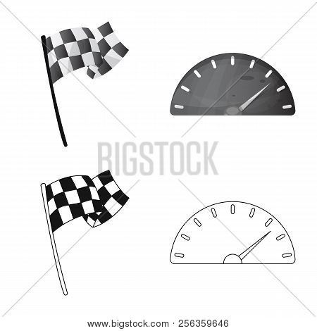 Isolated Object Of Car And Rally Symbol. Set Of Car And Race Vector Icon For Stock.