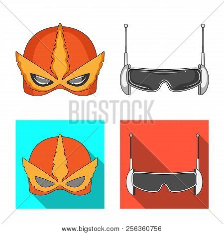 Isolated Object Of Hero And Mask Symbol. Set Of Hero And Superhero Stock Vector Illustration.