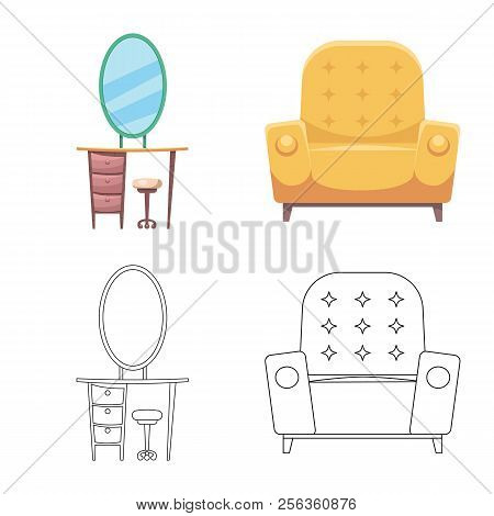 Vector Illustration Of Furniture And Apartment Logo. Collection Of Furniture And Home Stock Symbol F