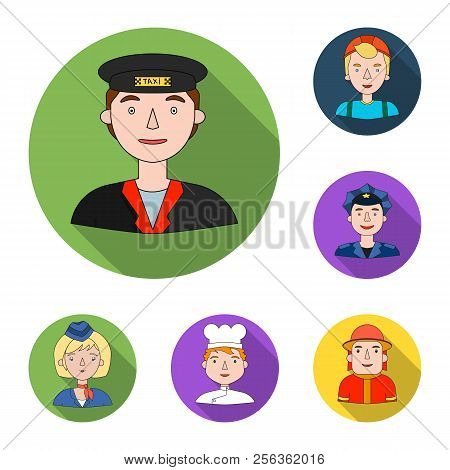 People Of Different Professions Flat Icons In Set Collection For Design. Worker And Specialist Vecto