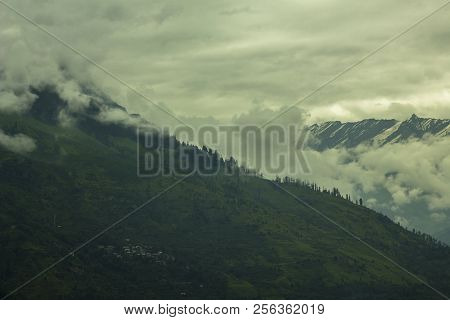 Heavy Dark Sky On The Hills And Top Mountains