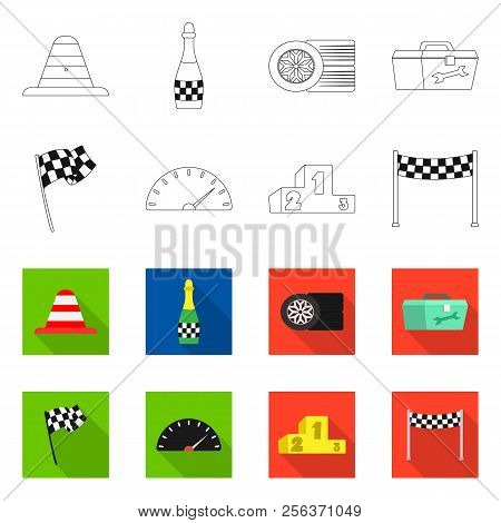 Isolated Object Of Car And Rally Symbol. Set Of Car And Race Stock Vector Illustration.