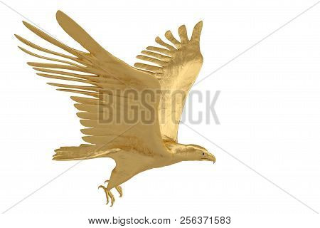 Gold Eagle On White Background.3D Illustration.