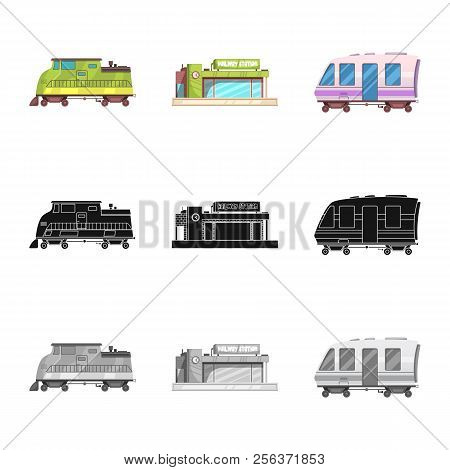 Vector Illustration Of Train And Station Logo. Set Of Train And Ticket Vector Icon For Stock.