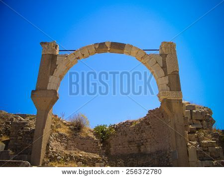 Panoramic View To Ephesus Ruin Arch, Turkey