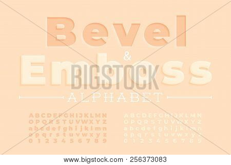 Embossed Font And Alphabet. Vector Illustration Eps10