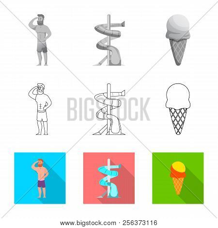 Vector Design Of Pool And Swimming Sign. Set Of Pool And Activity Vector Icon For Stock.
