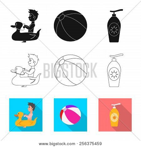 Vector Design Of Pool And Swimming Symbol. Collection Of Pool And Activity Stock Symbol For Web.