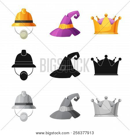 Vector Illustration Of Headwear And Cap Sign. Collection Of Headwear And Accessory Stock Vector Illu