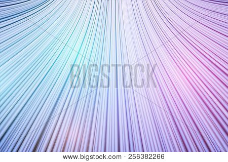Futurictic Design Of Big Data Lines Connected. Visualization Of Data Stream In Space And Blockchain.