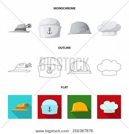 Isolated Object Of Headwear And Cap Logo. Set Of Headwear And Accessory Stock Vector Illustration.