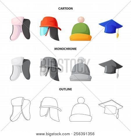 Vector Design Of Headwear And Cap Symbol. Collection Of Headwear And Accessory Vector Icon For Stock