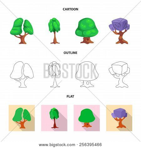 Vector Illustration Of Tree And Nature Logo. Set Of Tree And Crown Vector Icon For Stock.