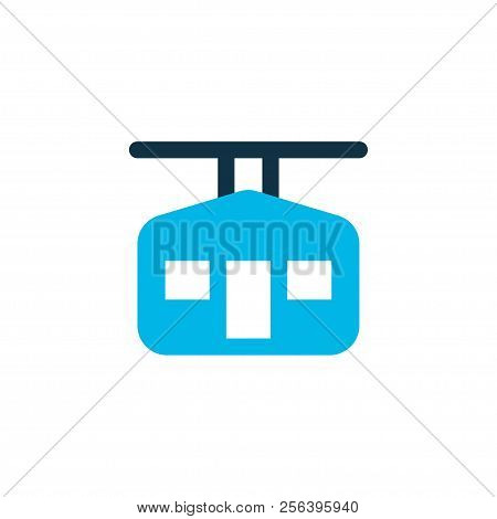 Ski Cabin Icon Colored Symbol. Premium Quality Isolated Ropeway Element In Trendy Style.