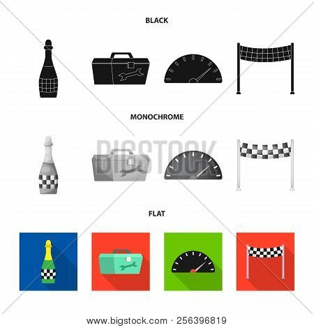 Vector Design Of Car And Rally Symbol. Set Of Car And Race Vector Icon For Stock.