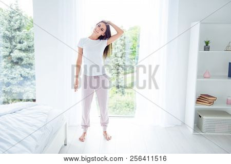 Daily Home Slimming Fitness, Training. Full Size Body Length Of Lovely Charming Beautiful Nice Styli