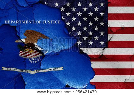 Flags Of Department Of Justice And Usa