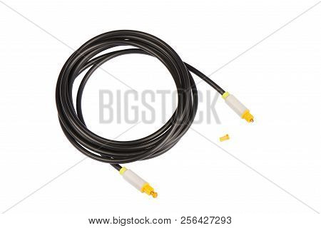 Closeup Of Digital Optical Audio Cable, Isolated On White