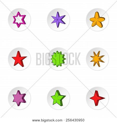 Five-pointed Star Icons Set. Cartoon Illustration Of 9 Five-pointed Star Icons For Web