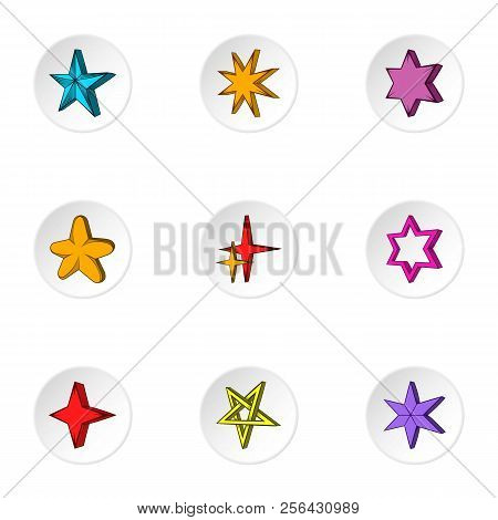 Types Of Stars Icons Set. Cartoon Illustration Of 9 Types Of Stars Icons For Web