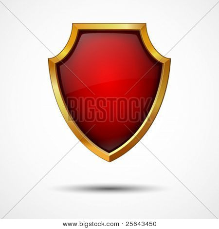 Pajzs, fehér alapon. Vector icon.