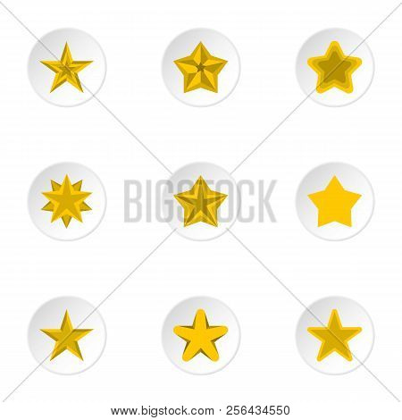 Types Of Stars Icons Set. Flat Illustration Of 9 Types Of Stars Icons For Web