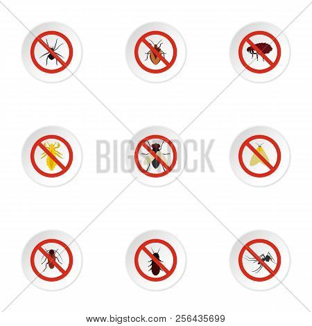 Harmful Insects Icons Set. Flat Illustration Of 9 Harmful Insects Icons For Web