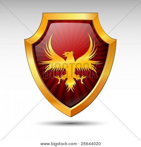 Pajzs, fehér alapon.