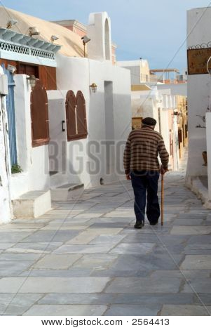 Santorini Grekland gammal Man