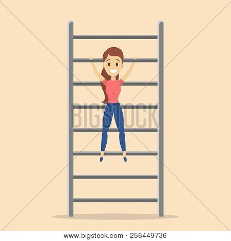 Woman Doing Pull-up Exercise In The Gym