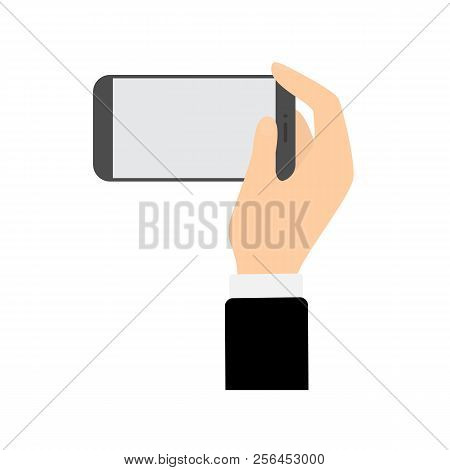 Hand Holding Smartphone In A Horizontal Pozition