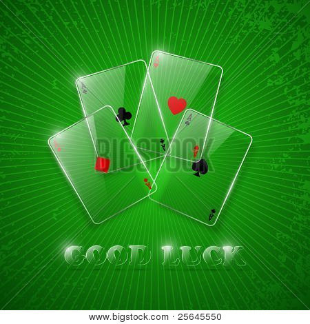 Vetro poker aces. Illustrazione vettoriale. eps10