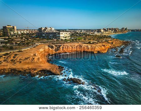 Aerial Shot Of Mil Palmeras Seashore, Spain