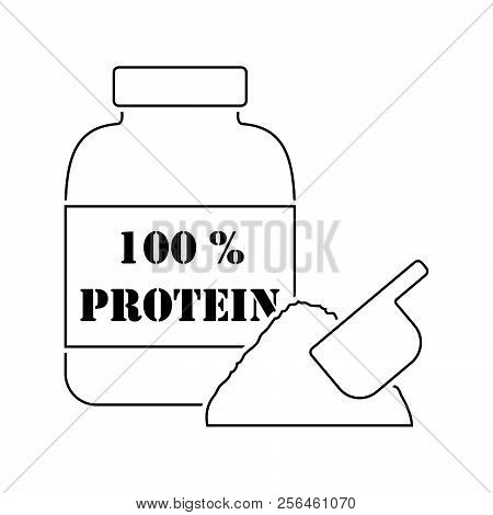 Icon Of Protein Conteiner. Thin Line Design. Vector Illustration.